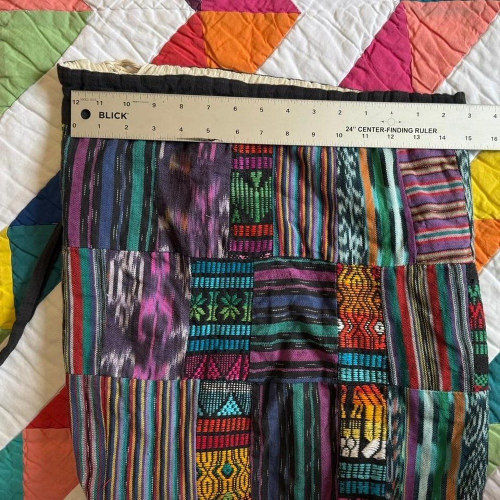 Multicolored Patchwork Drawstring Backpack Guatem… - image 2